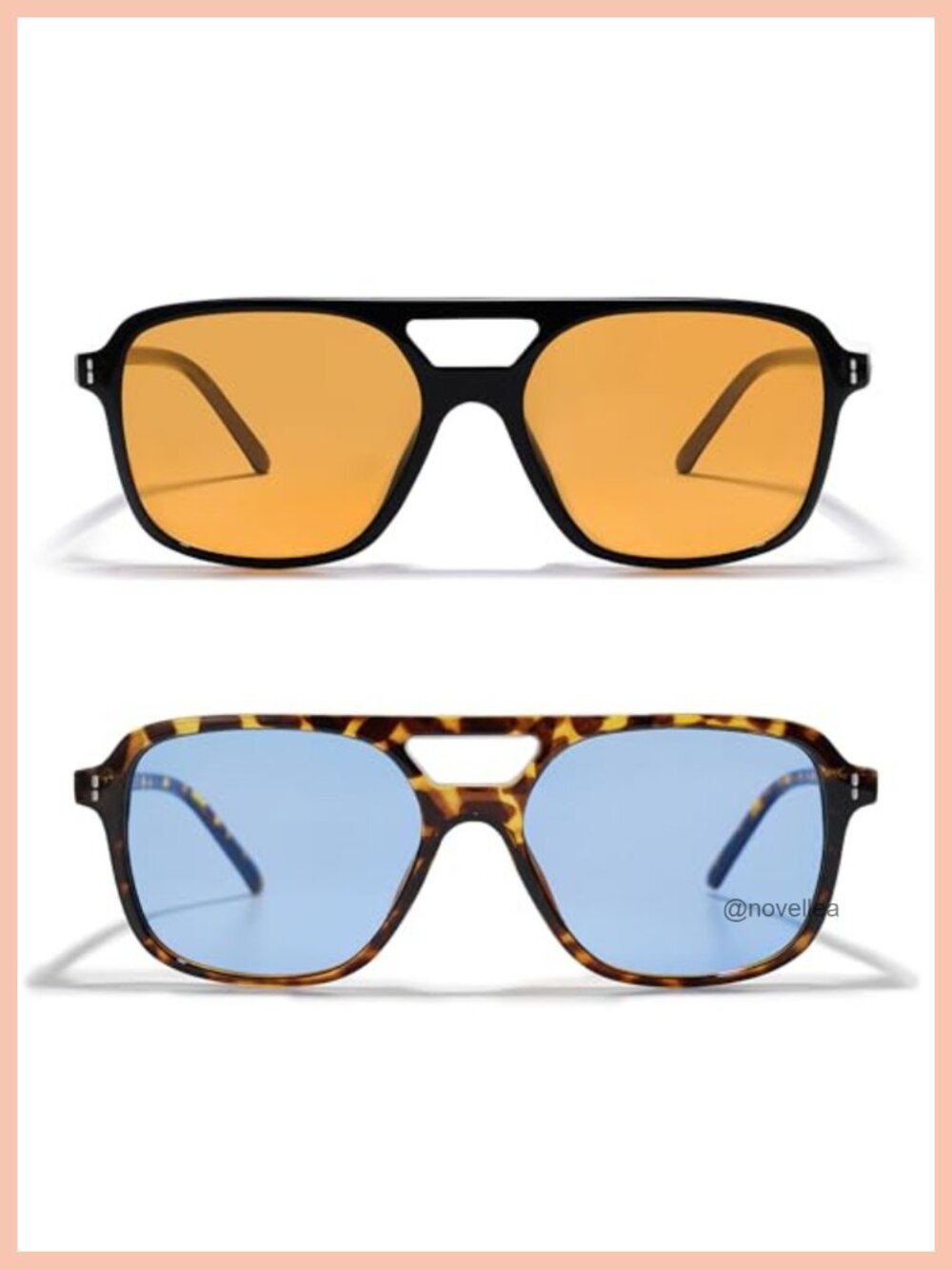 Retro Vintage Square Aviator Sunglasses for Women Men UV400 Protection 2 Pack